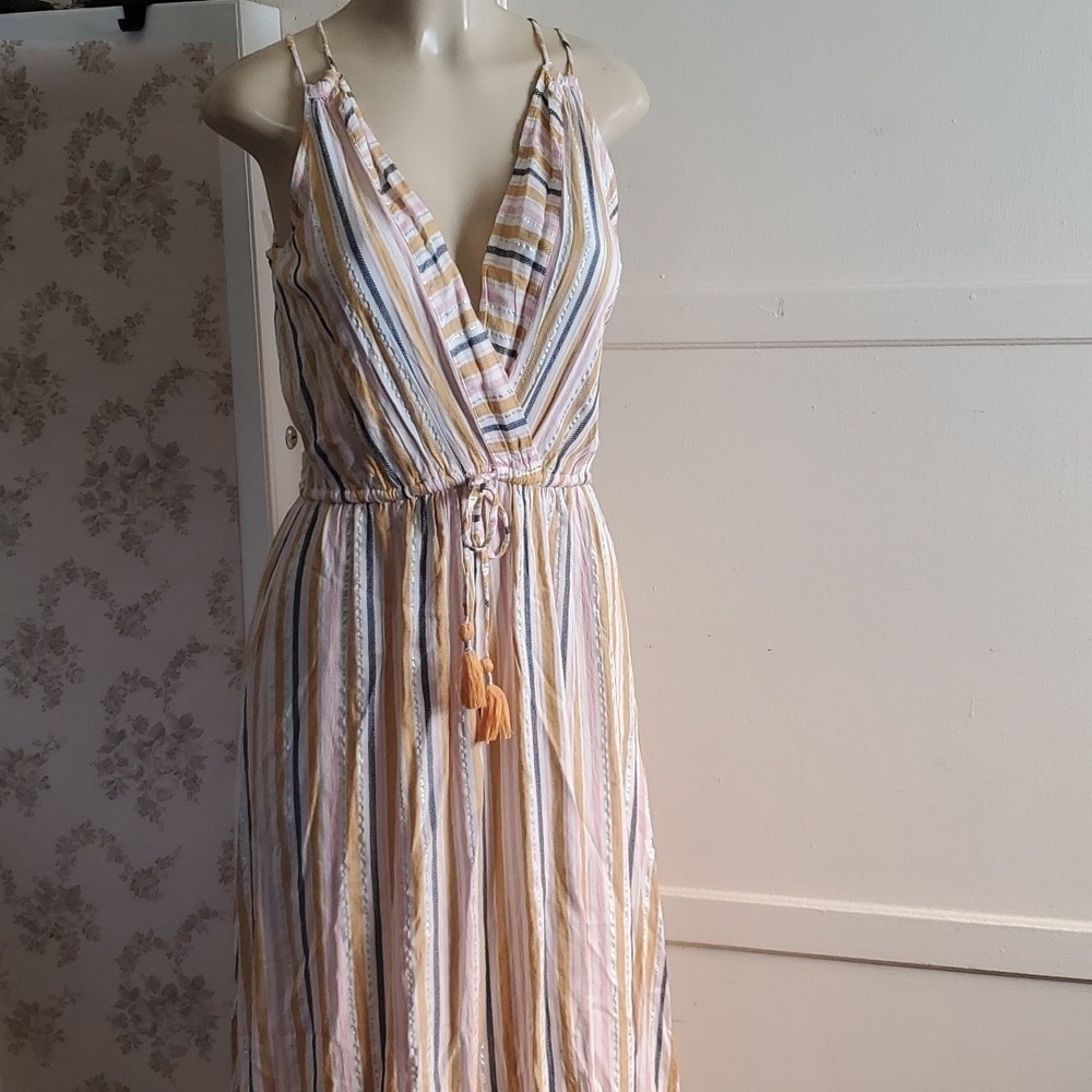Blue Island Tie Front Maxi SunDress Size S